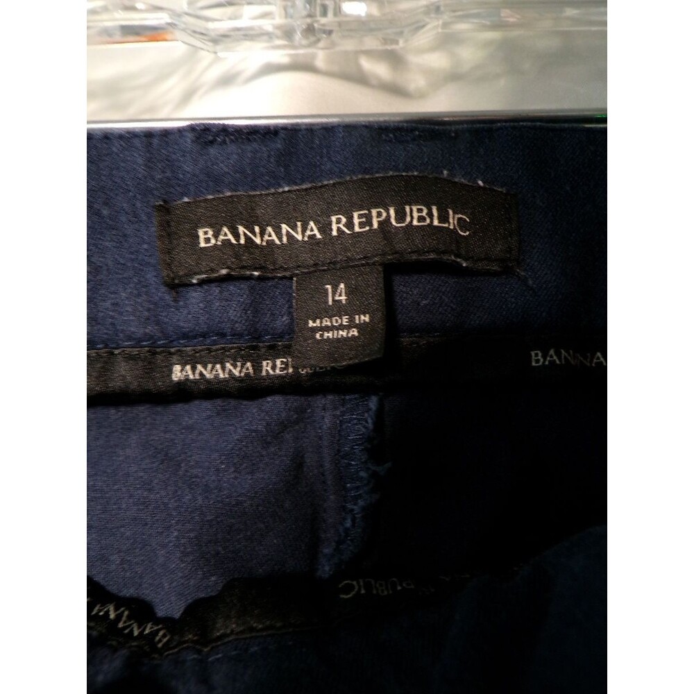 Banana Republic Women's Navy Pants Size 14 Regular Flat Front Straight Leg - Picture 3 of 4